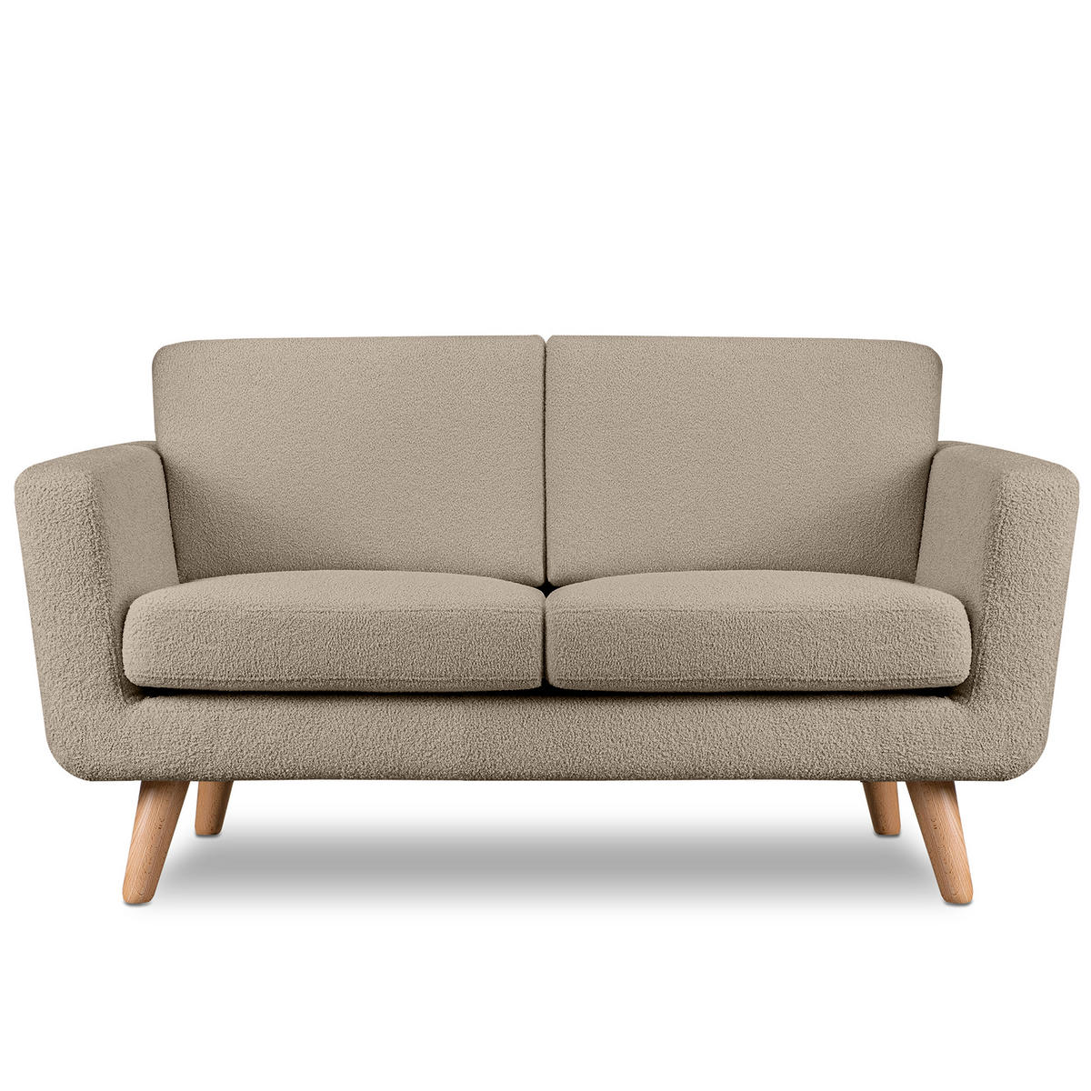 SOFA TAGIO mit Armlehnen, Dunkelbeige - Graubraun/Beige, Buchenholz/Textil (153/80/84cm) - KONSIMO®
