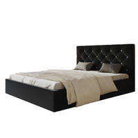 BETT 180x200 - Polsterbett mit Bettkasten und Holzrahmen - Elegant Betten - Weicher Jasminstoff - Kollektion Boston, Schwarz - Schwarz, Holz/Kunststoff (180/200cm) - Alpi-Möbel