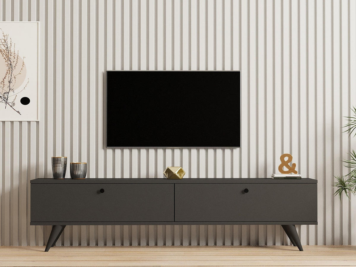 TV-MÖBEL Parlak Anthrazit - Grau, Holz (160/40/25cm) - Habitat Garten