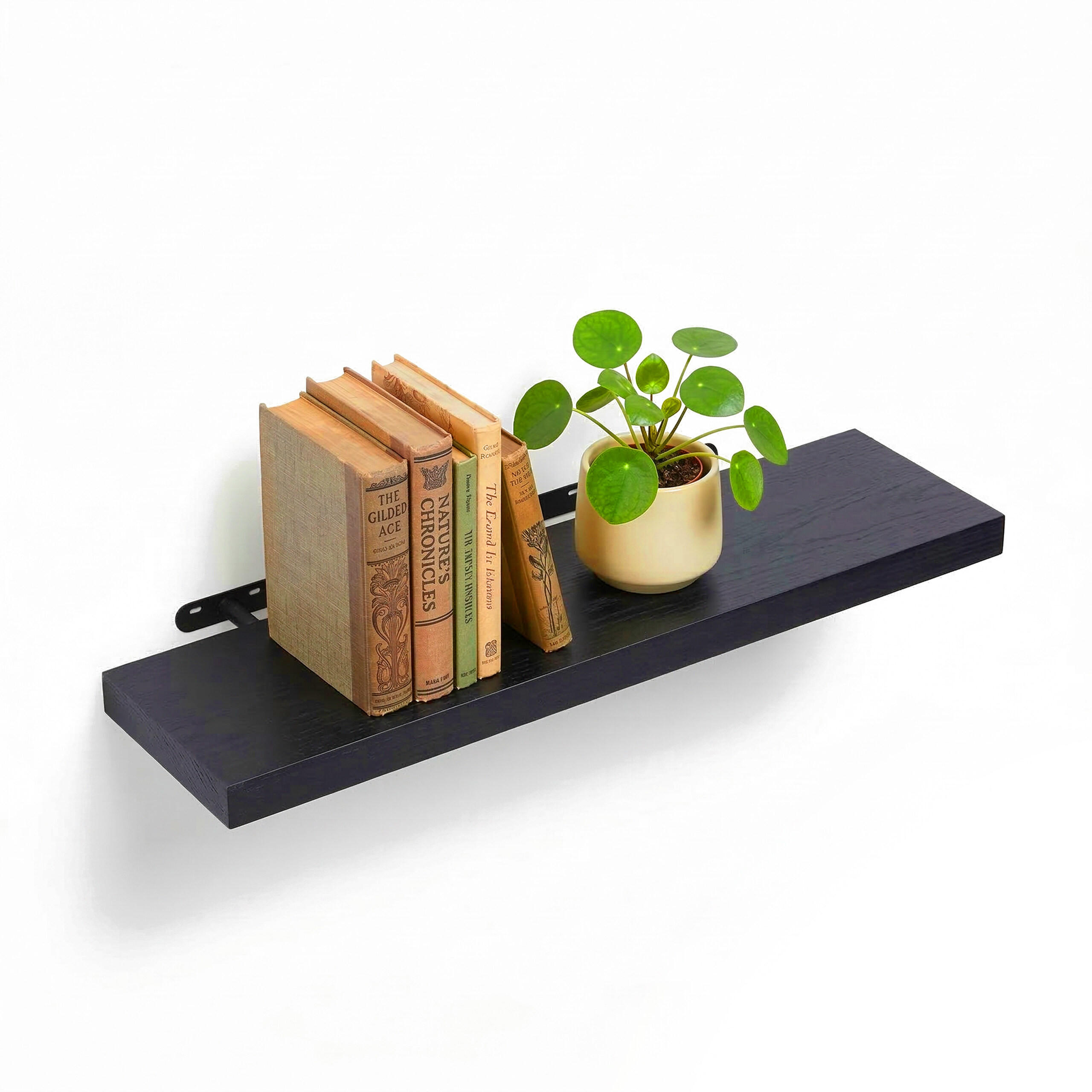 NÁSTENNÁ pol. - čierna, kov/kompozitné drevo (100/4/23cm) - Relaxdays