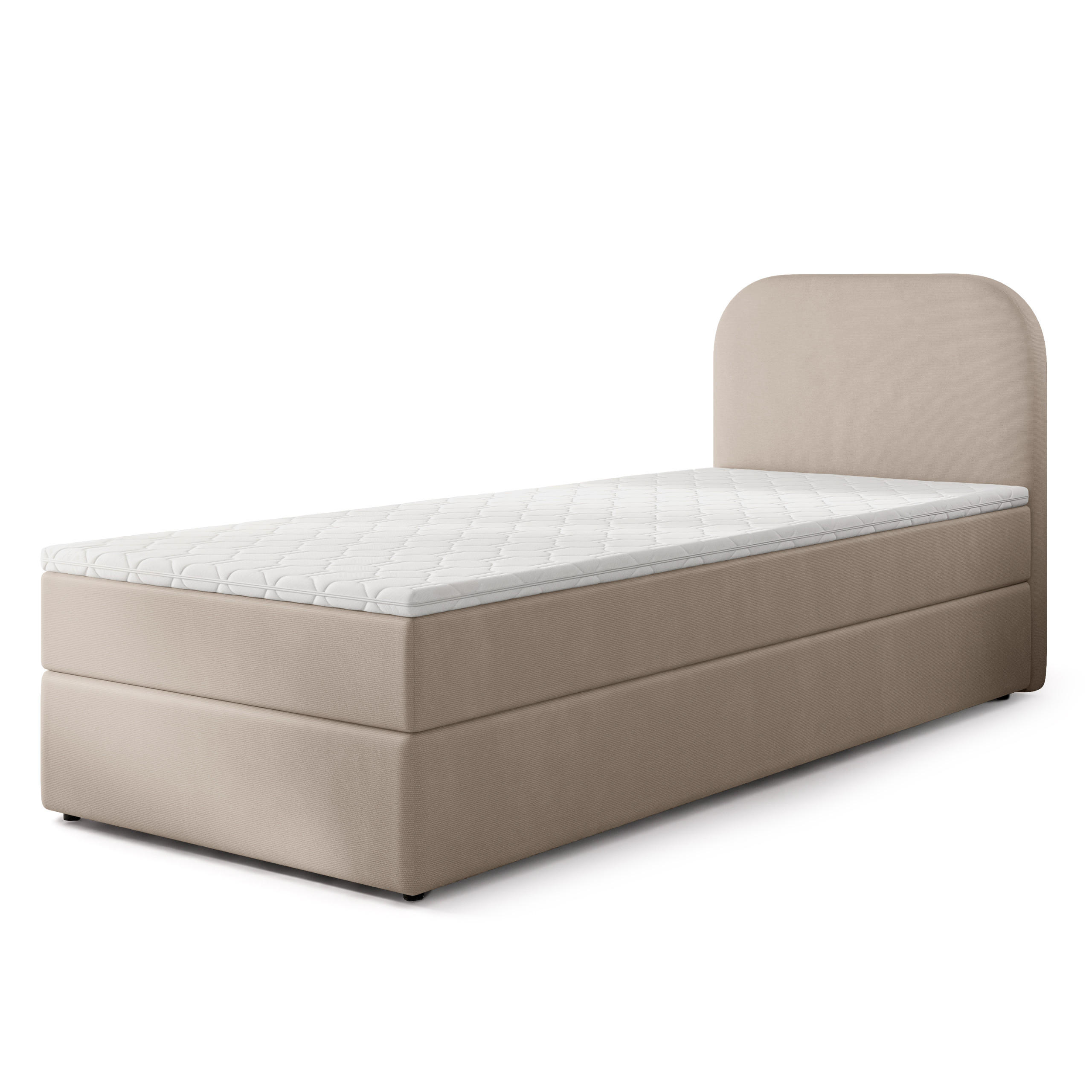 BOXBETT CERIA 80x200 cm mit Matratze und Topper - Beige - Beige, Holz/Textil (80/200cm) - MASSENO