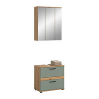 BADEZIMMER 2tlg. Flint (B/H/T: 60x191x34 cm) in Salbei und Artisan Eiche Nachbildung - Eiche Artisan, Holzwerkstoff (60/191/34cm) - Homes & Jones
