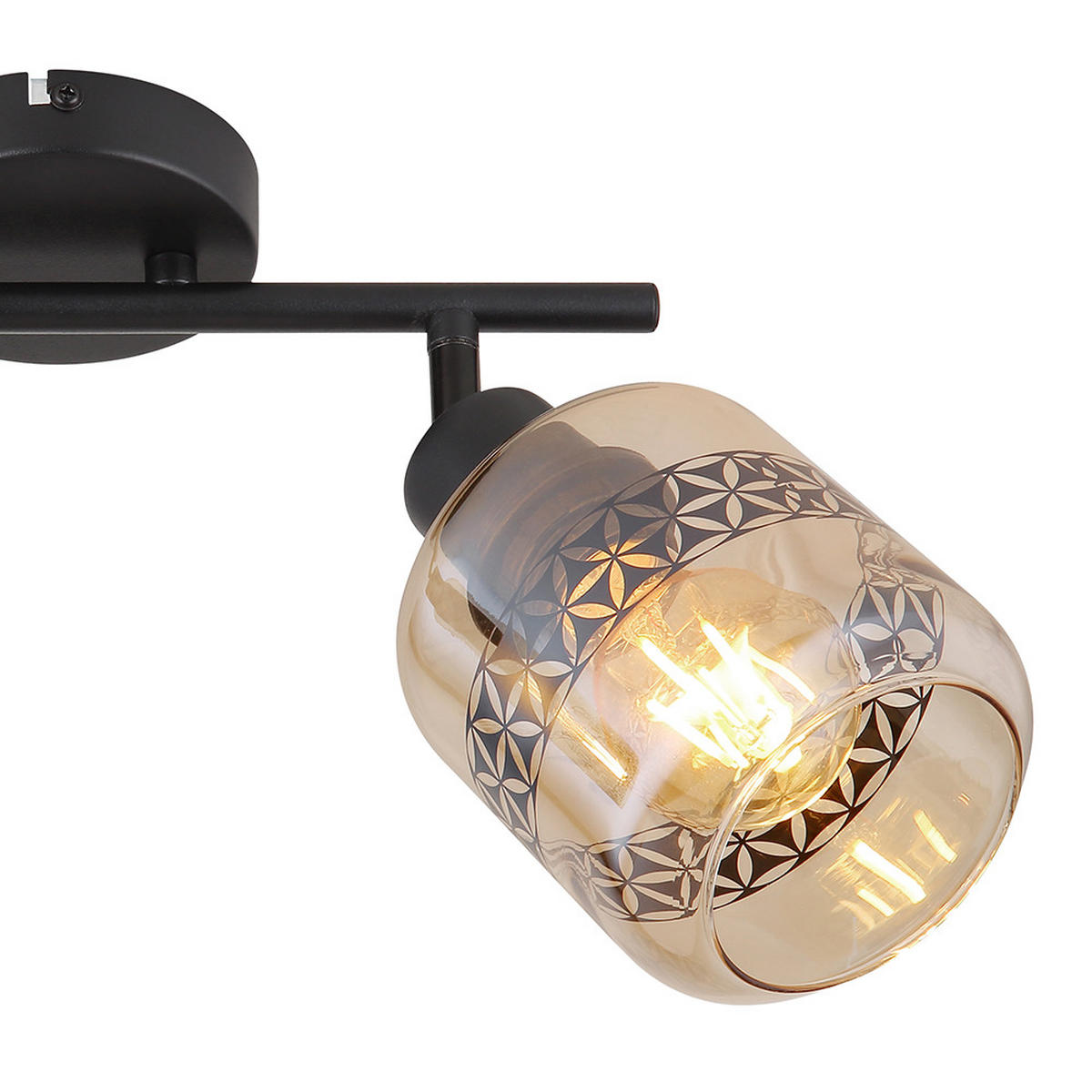 DECKENLEUCHTE Metall Glas Schwarz - Schwarz, Glas (29.5/11/25cm) - Globo Lighting