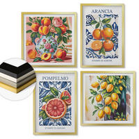 WANDBILDER 4er Set - 50x50 cm & 40x60 cm Goldrahmen - Italienische Zitrus-Modeplakate - Goldfarben, Kunststoff (50/50cm) - ArtPrintCave