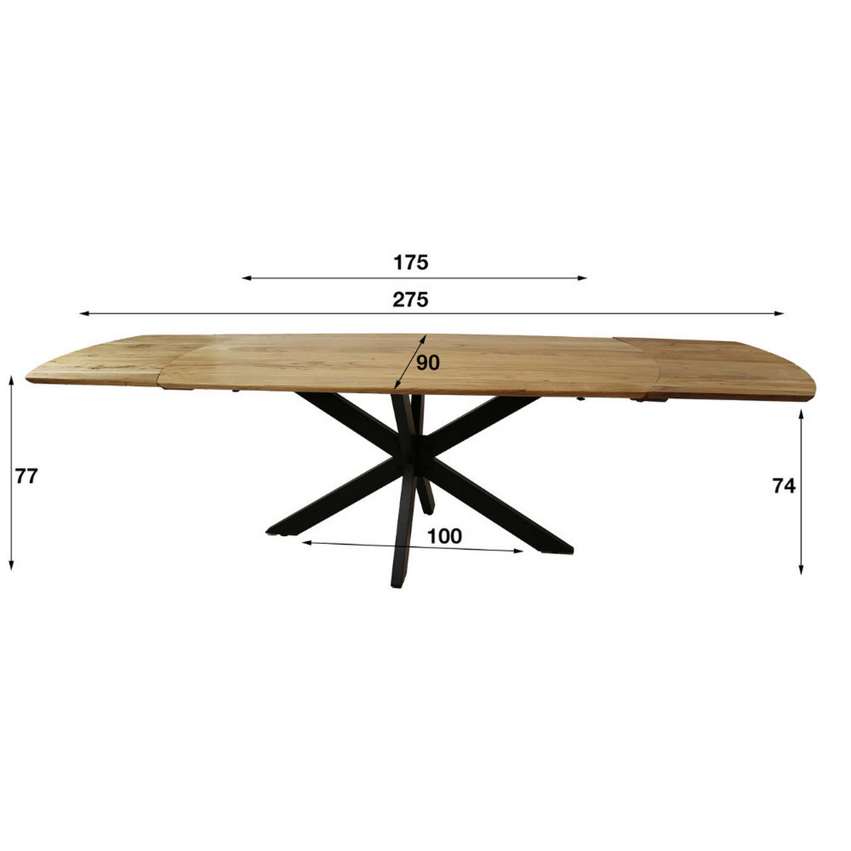ESSTISCH VALERIO ESTESO 175cm Ausziehbarer Massivholztisch - Braun, Holz (175/90/77cm) - alesvelt