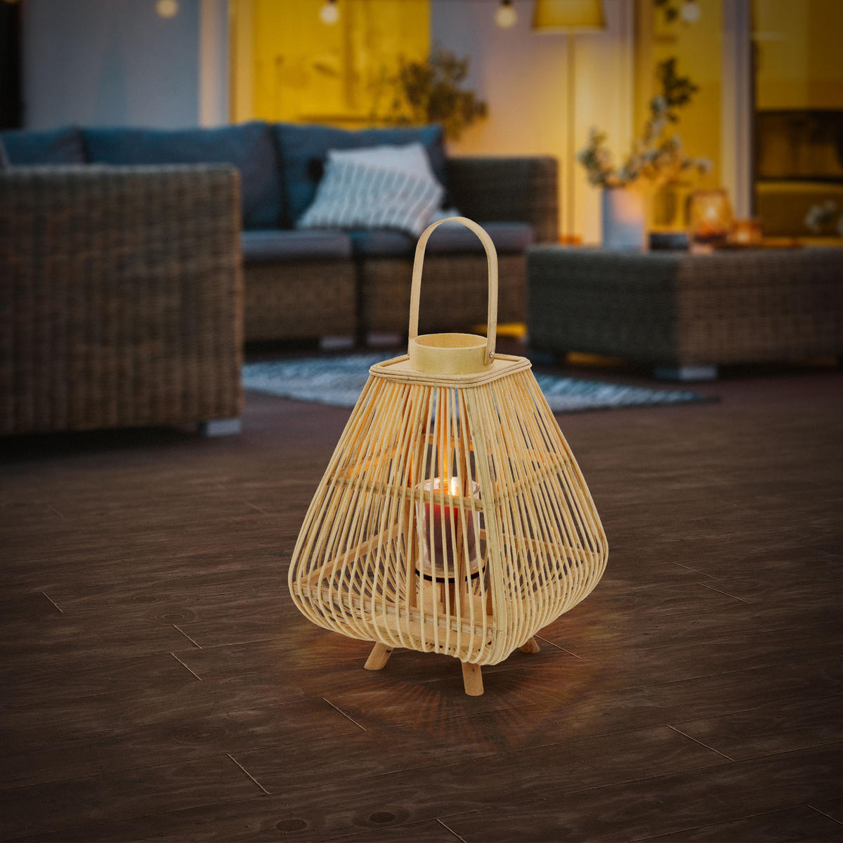 BAMBUSOVÁ LAMPION V: 55,5 cm, barva dřeva, styl boho - přírodní, dřevo (29/55.5/29cm)