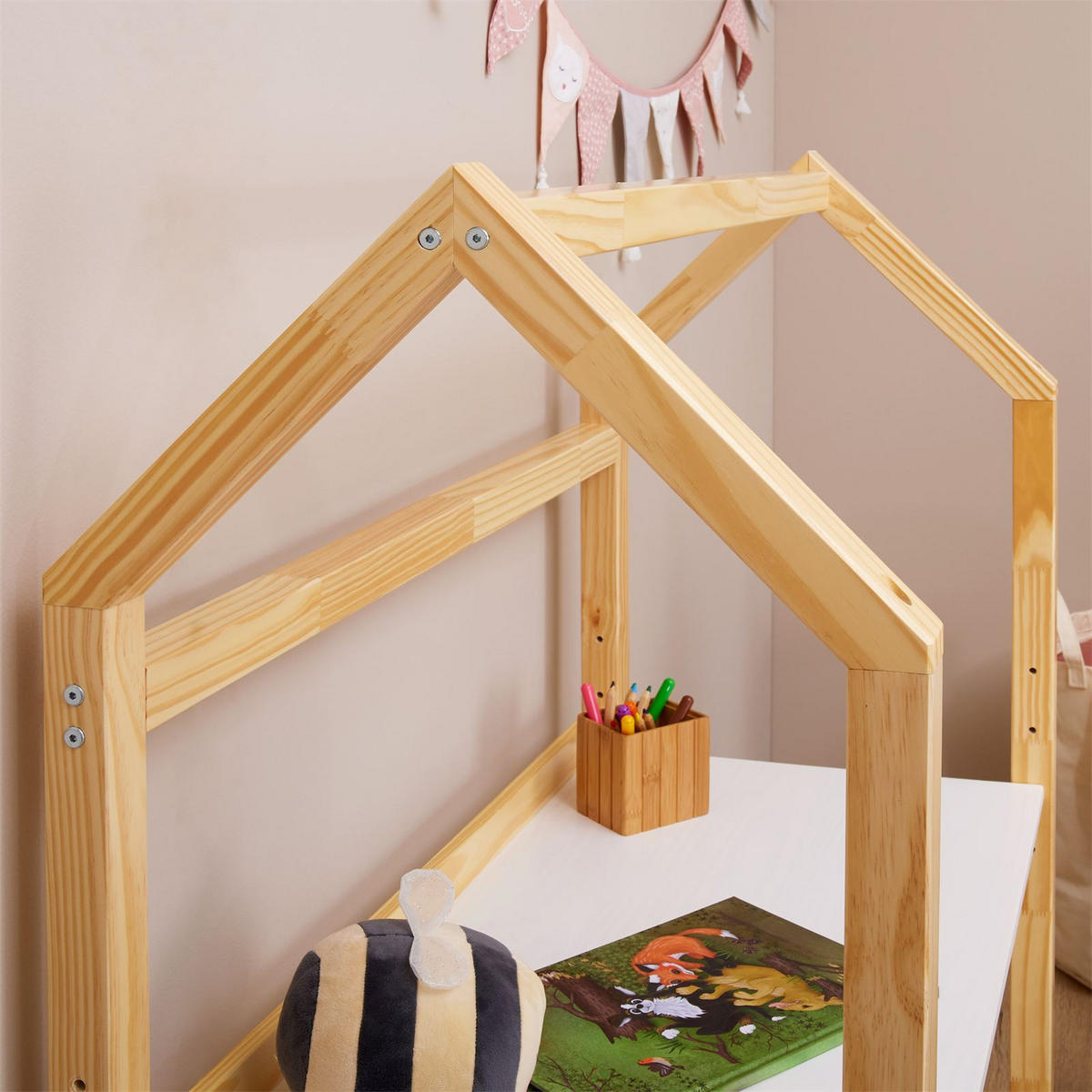 KINDERSCHREIBTISCH TINA - Naturfarben/Weiß, Holz (101/130/49cm) - IDIMEX
