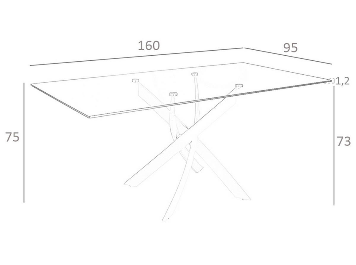 ESSTISCH Rechteckig Glas Stahl 160/95/75 cm - Edelstahlfarben/Transparent, Metall (95/160/75cm) - ANGEL CERDA