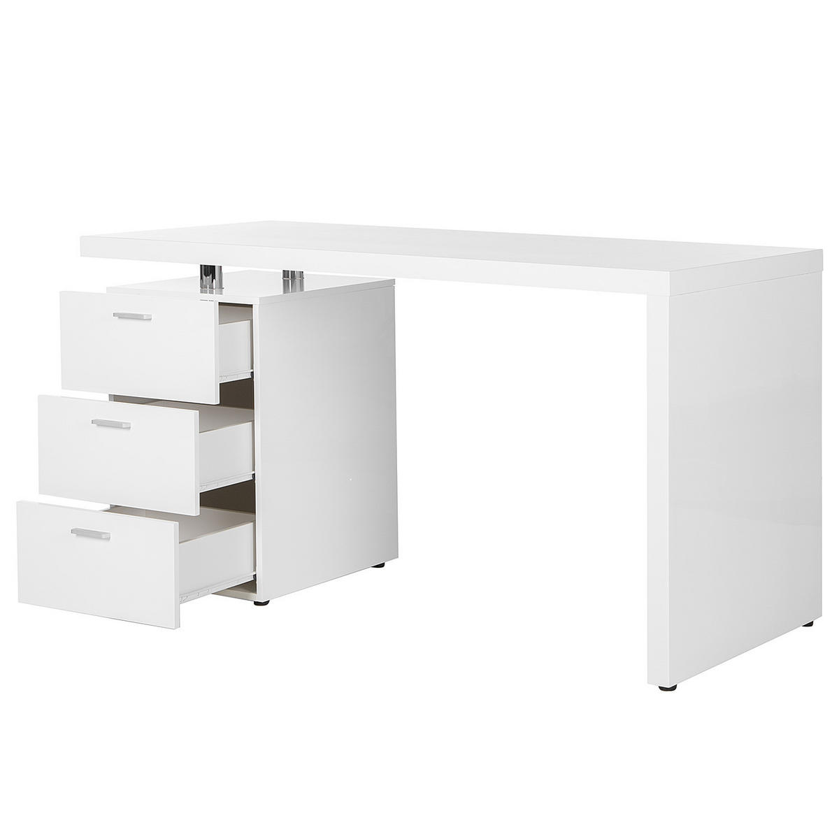 SCHREIBTISCH - Hochglanz Weiß - Weiß Hochglanz, Holzwerkstoff (65/140/76cm) - home24