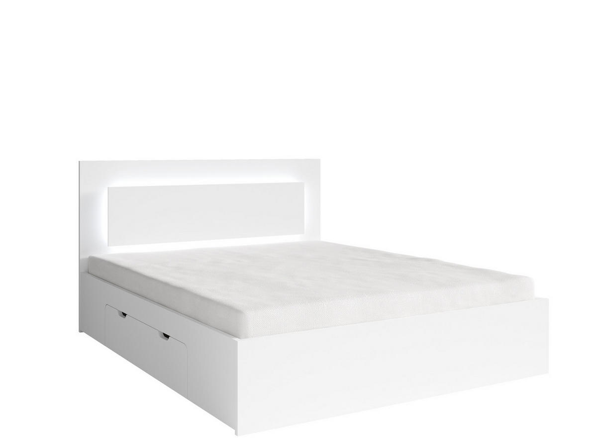 BETT FAVERO – 160×200 cm - mit lattenrost und Schubladen Weiß - Weiß, Holzwerkstoff (160/200cm) - Milaros Markt