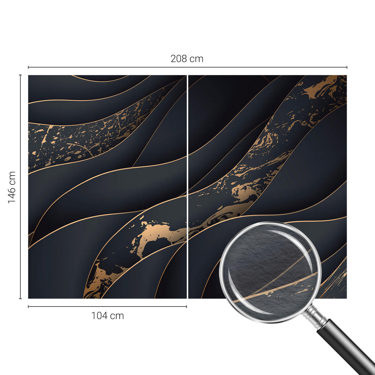 FOTOTAPETE 208x146 cm - Elegante Wellen - Weiß, Textil (208/146cm) - Wallfluent