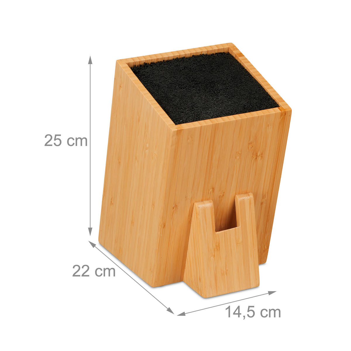 MESSERBLOCK - Hellbraun, Holz/Kunststoff (14.5/25/22cm) - Relaxdays