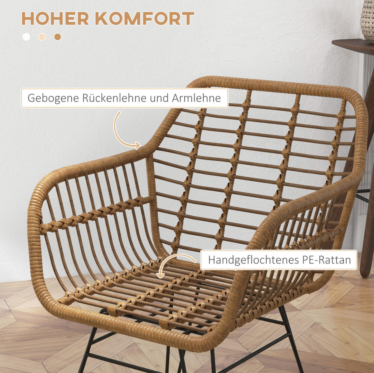 ESSSTUHL 2er-Set Boho 56 x 60 x 79 cm Braun - Braun, Metall (60/79/56cm) - Meubliv