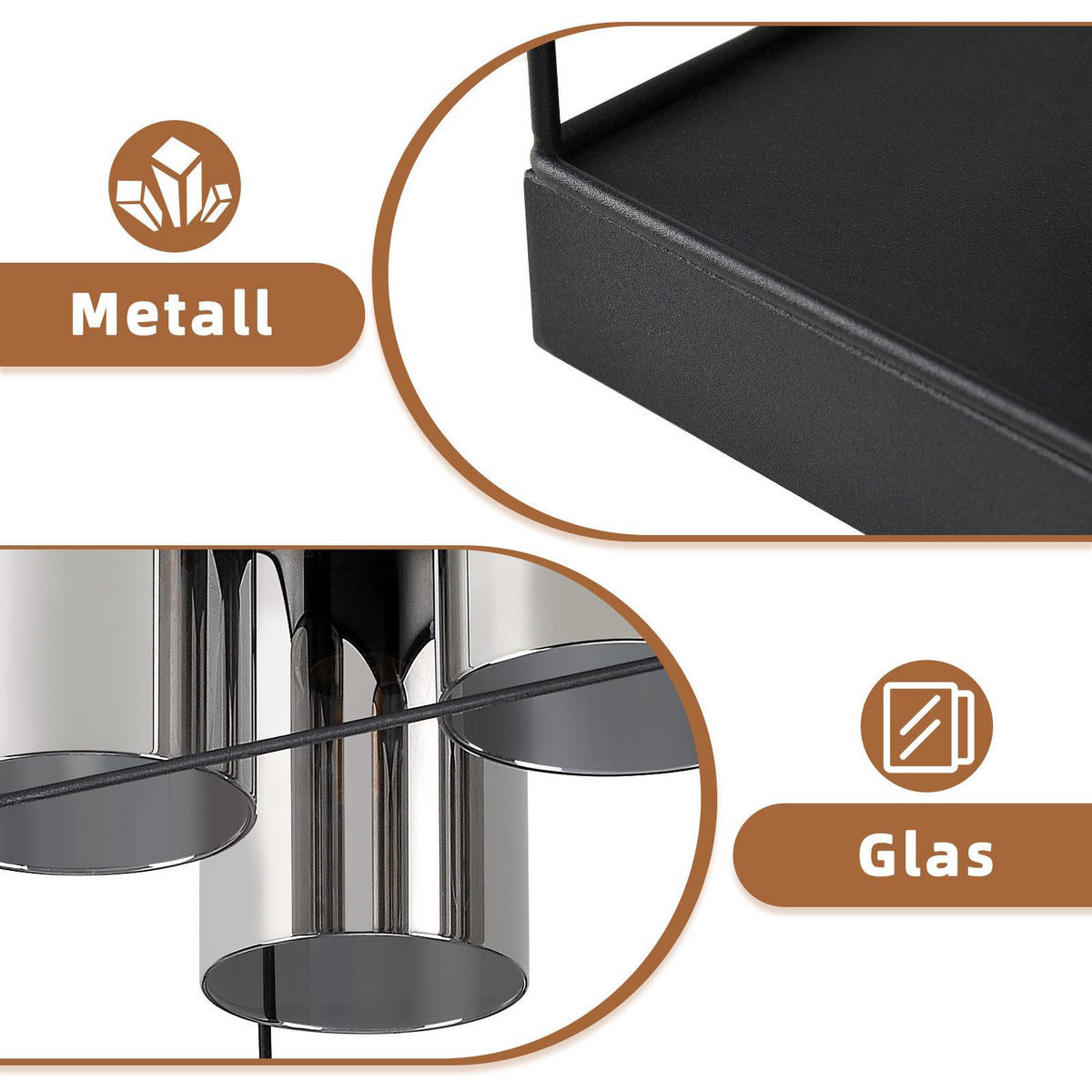 DECKENLEUCHTE Mantooth 30/30/20 cm - Schwarz, Metall (30/30/20cm) - Nettlife