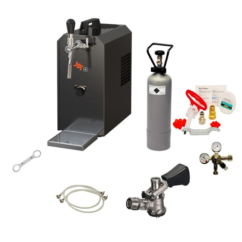 BARSET Zapfanlage JET 30, Durchlaufkühler, 1-leitig, mit Reinigungsset - Schwarz, Metall (16.7/36.8/28.1cm) - ich-zapfe