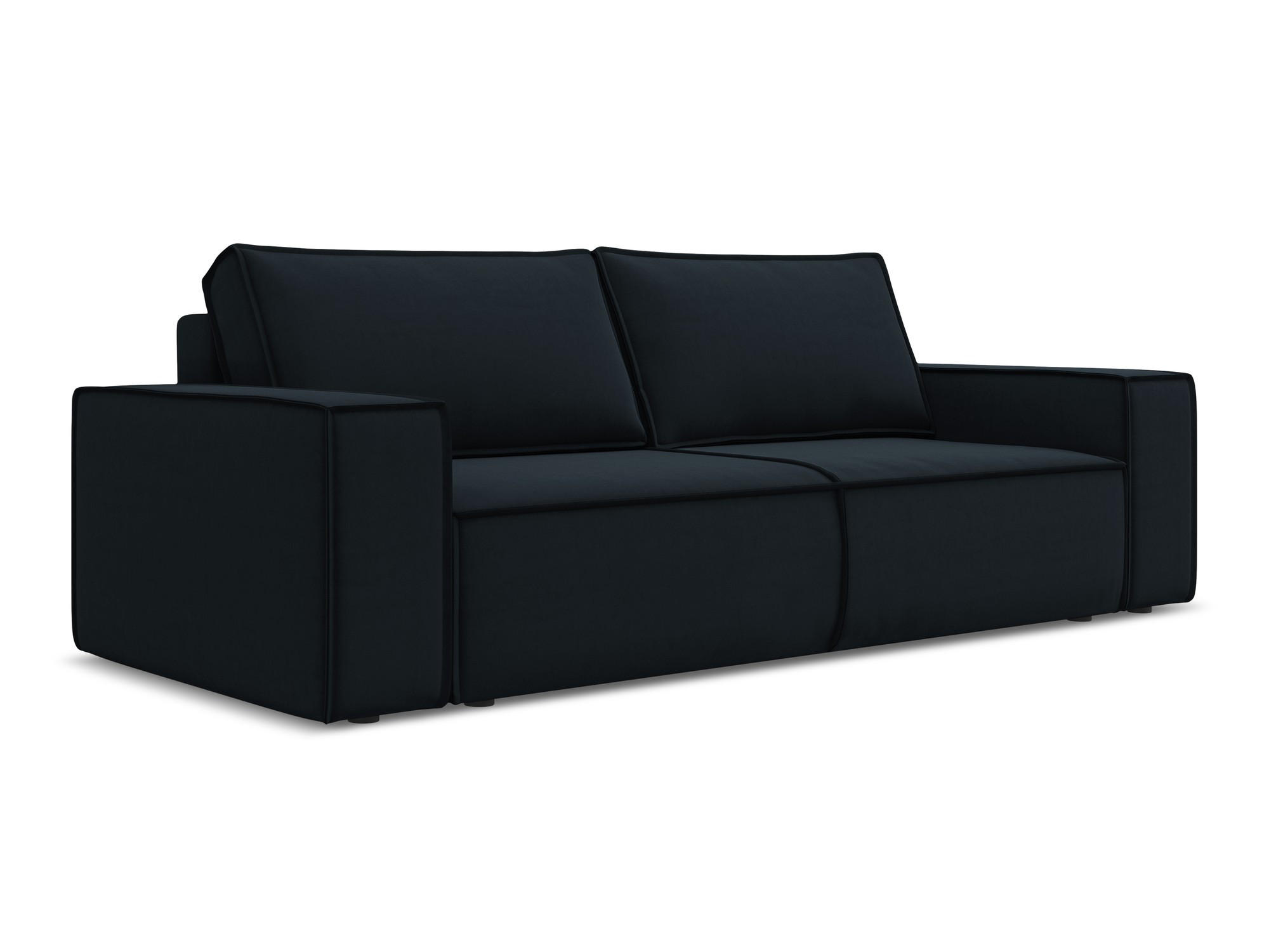3-SITZER SOFA mit Schlaffunktion Samt Stoff Blau - Blau/Schwarz, Kunststoff/Textil (255/85/105cm) - Makamii