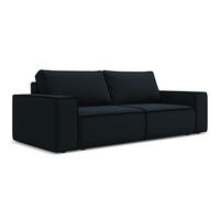 3-SITZER SOFA mit Schlaffunktion Samt Stoff Blau - Blau/Schwarz, Kunststoff/Textil (255/85/105cm) - Makamii