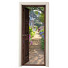 FOTOTAPETE Tür - Fensterblick - Hortensie - Tür - Blumen - Natur 90x205 cm - Beige, Kunststoff (90/0.1cm) - MuchoWow