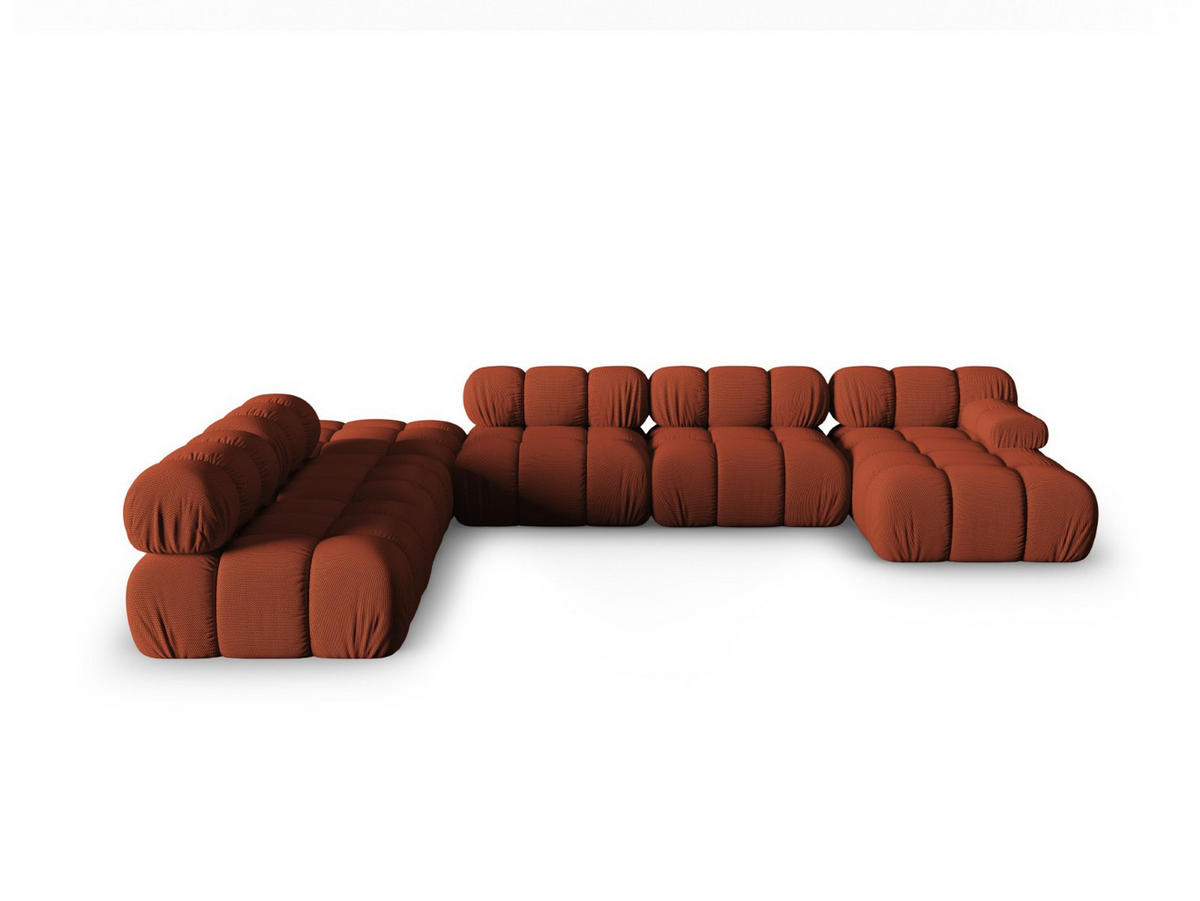 PANORAMASOFA modular links Bellis aus 3D-Stoff ziegelstein 7 Sitzplätze - Orange, Textil (282/70/376cm) - Micadoni