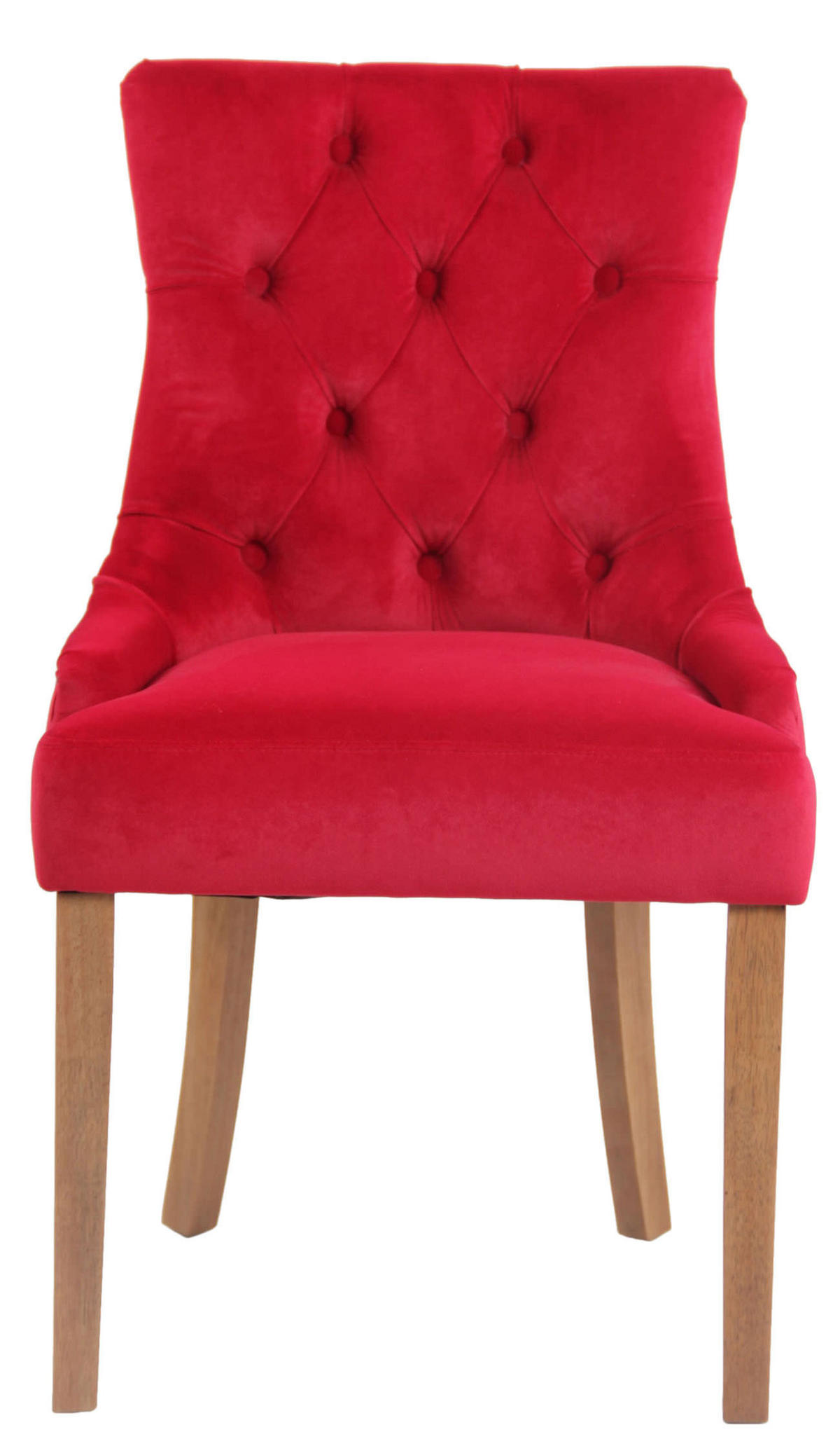 ESSZIMMERSTUHL Aboli Samt, antik-hell Rot - Hellbraun/Rot, Holz/Textil (55/92/58cm) - TPFLiving