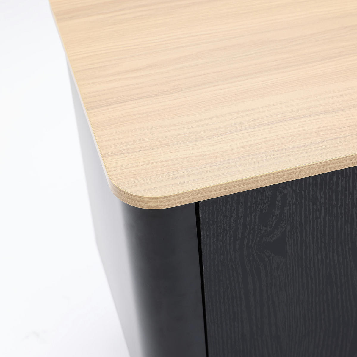 LOWBOARD TV-Schrank Modern, Schwarz & Holz | B120 x T40 x H52 cm - Schwarz, Holzwerkstoff (120/52/40cm) - Hometopia