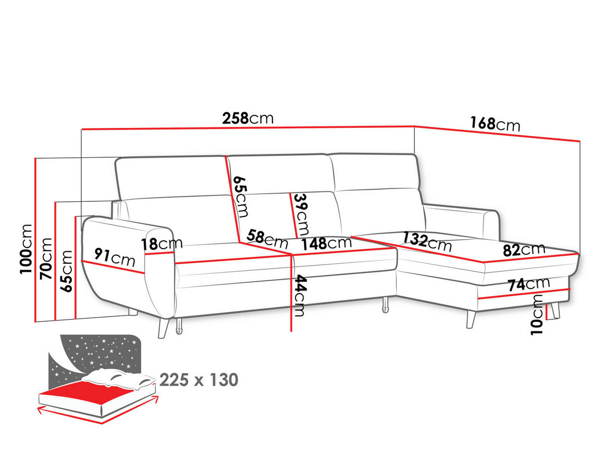 ECKSOFA Torro Mini, Seite: Rechts - Rosa, Holz/Textil (258/168cm) - MIRJAN24