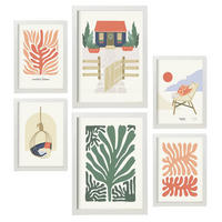 POSTER Set Mit 6 Strandhaus Größe A3 & A4 Weißer Rahmen - Weiß, Papier (29.7/1cm) - Nacnic