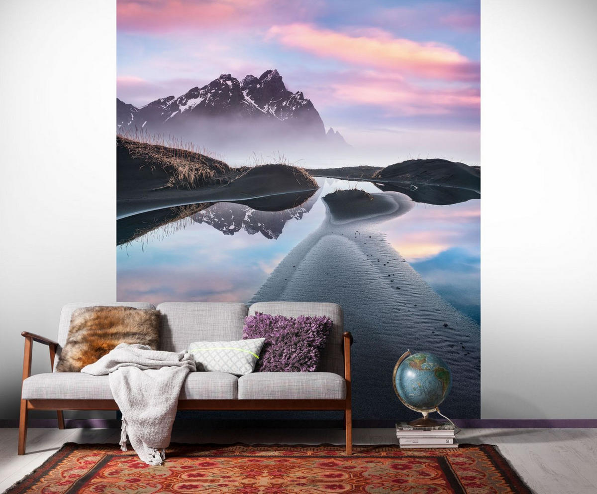 FOTOTAPETE neblige Bergen 200 x 250 cm - Pink, Papier (200/250cm) - Sanders & Sanders