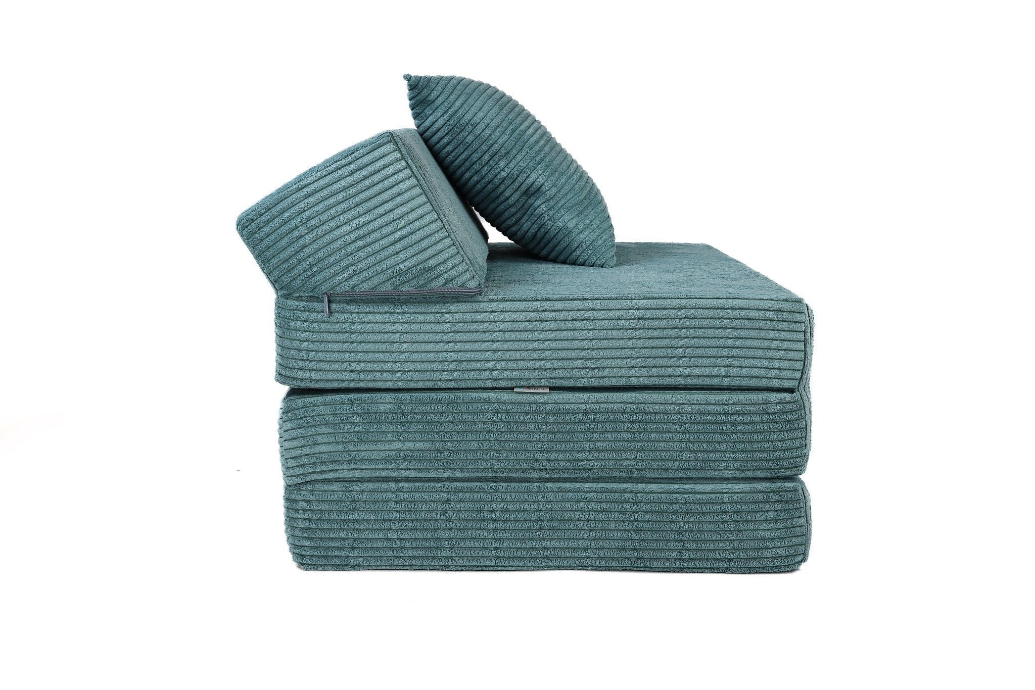 KLAPPMATRATZE MIT KOPFTEIL aus Kuschel-Cord in Türkis - Türkis, Textil (70/200cm) - Fortisline