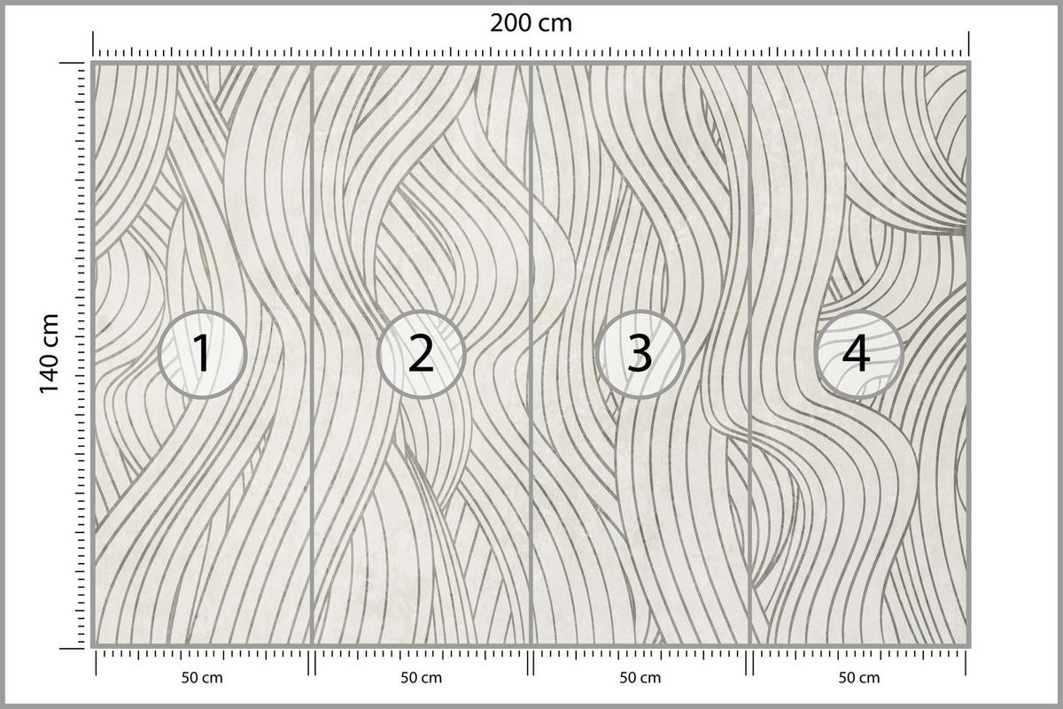 FOTOTAPETE für Schlafzimmer Abstraktion Wellenmuster 200x140 - Beige, Papier (200/140cm) - Muralo