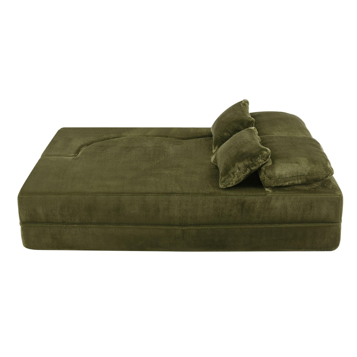 2-SITZER SCHLAFSOFA Flanell Grün mit 4 Kissen - Grün, Textil (198/76/120cm) - WISHDOR