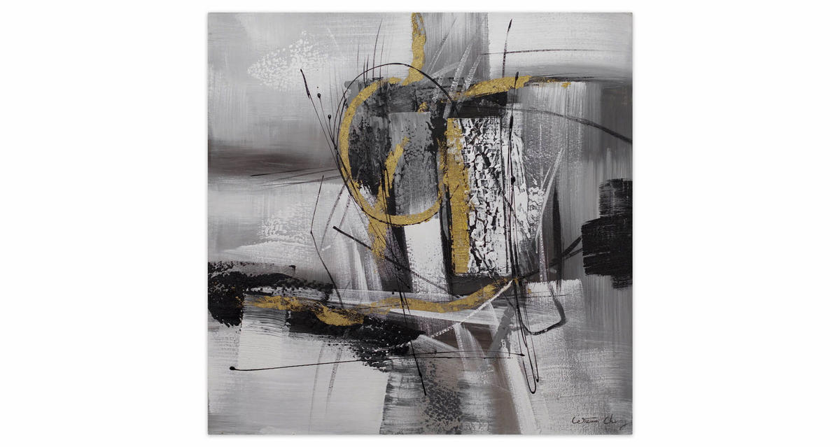 ACRYLBILD HANDGEMALT 60/60 cm - Grau, Holz/Textil (60/60cm) - KUNSTLOFT