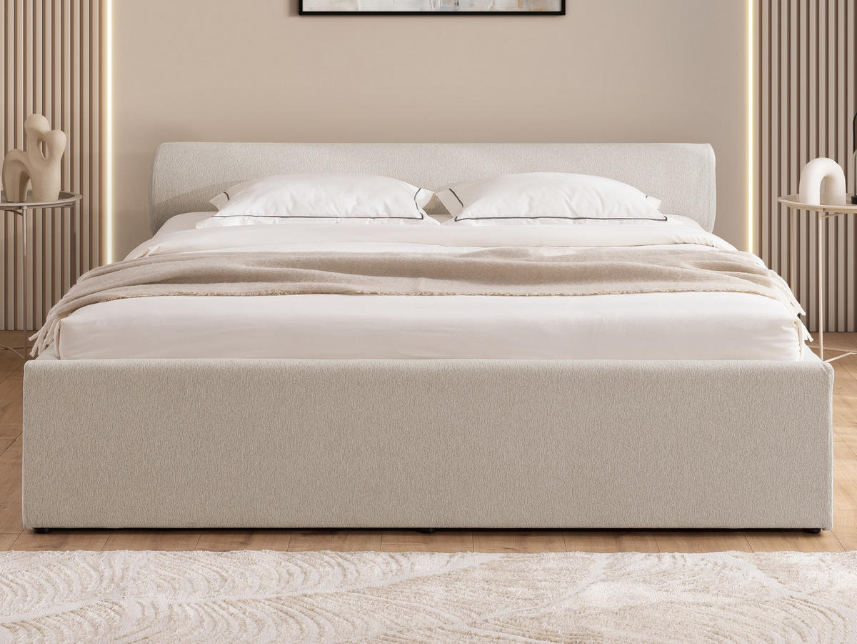 POLSTERBETT 180/200 cm Josy im Designer-Look mit Bettkasten und Lattenrost aus Hellgrau Chenille-Stoff - Hellgrau/Schwarz, Holz/Kunststoff (180/200cm) - S-Style Möbel