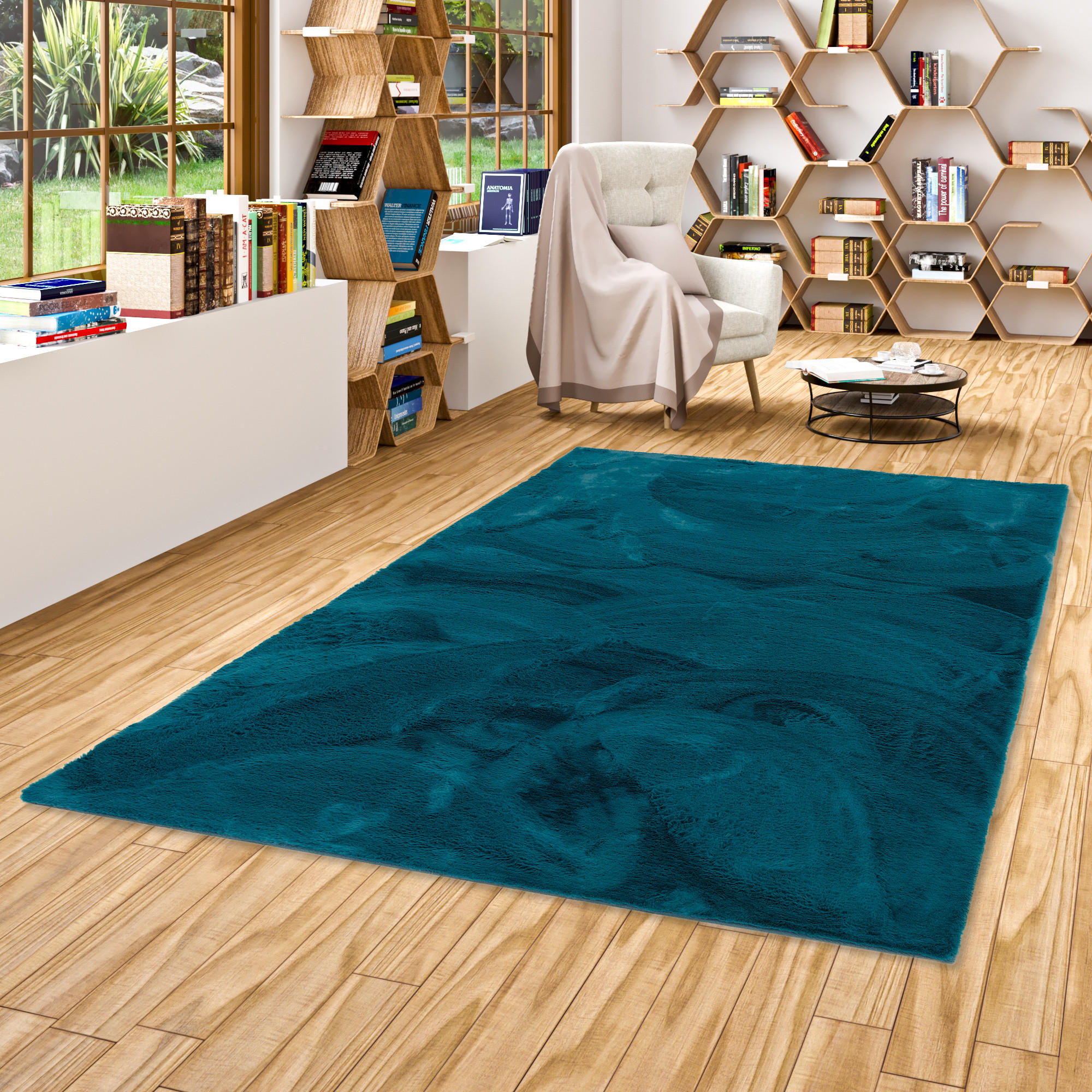 FELLTEPPICH LUXUS SUPER SOFT PLUSH - Petrol, Textil (90/160cm) - Pergamon