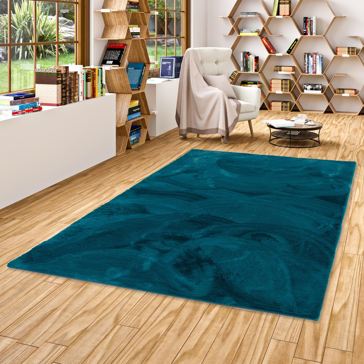 FELLTEPPICH LUXUS SUPER SOFT PLUSH - Petrol, Textil (120/170cm) - Pergamon