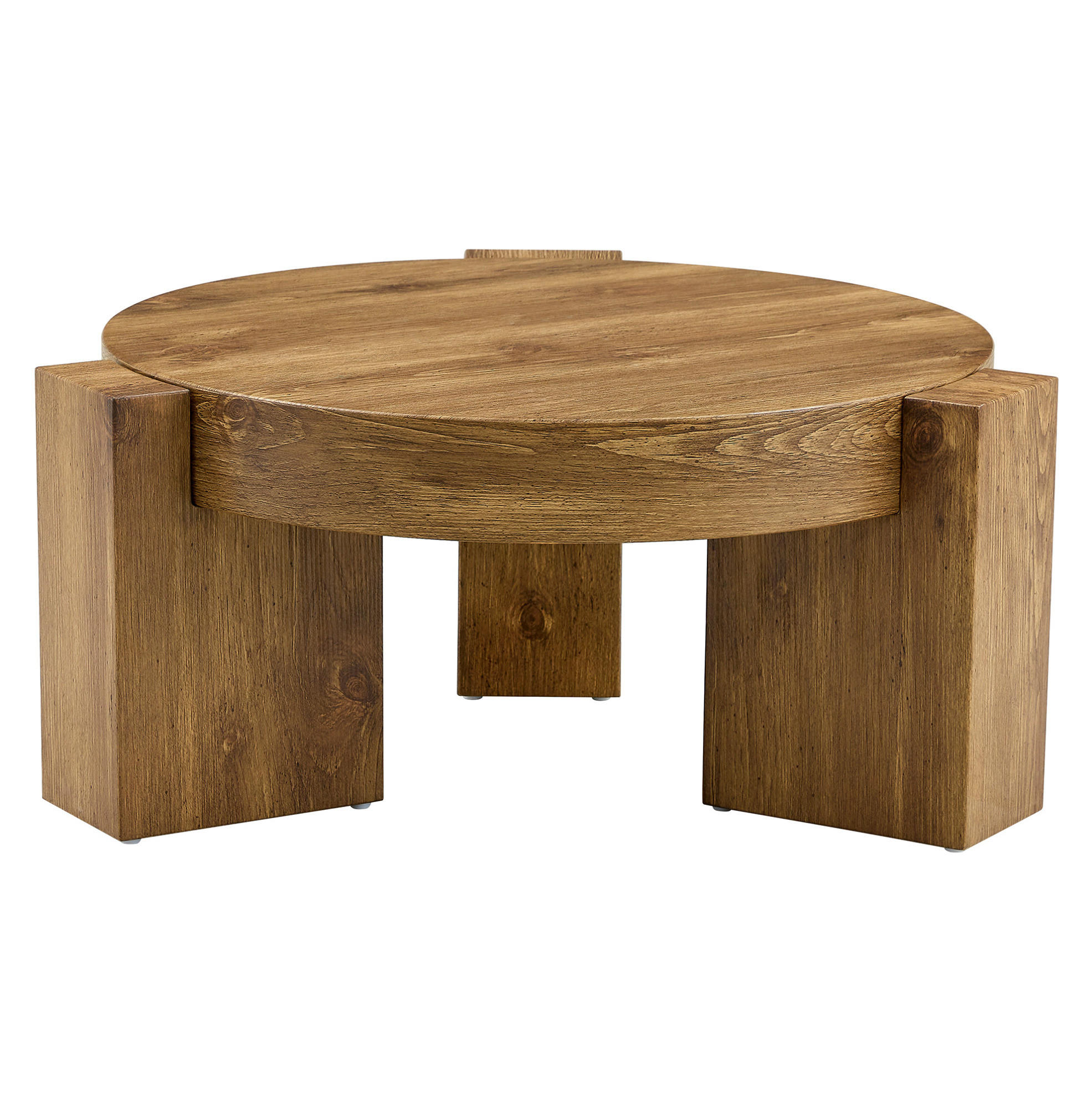 KONFERENČNÍ stolek 61/61/30 cm dřevodekor z MDF s tónovaným sklem 2v1 - přírodní, kompozitní dřevo (61/61/36cm) - OKWISH