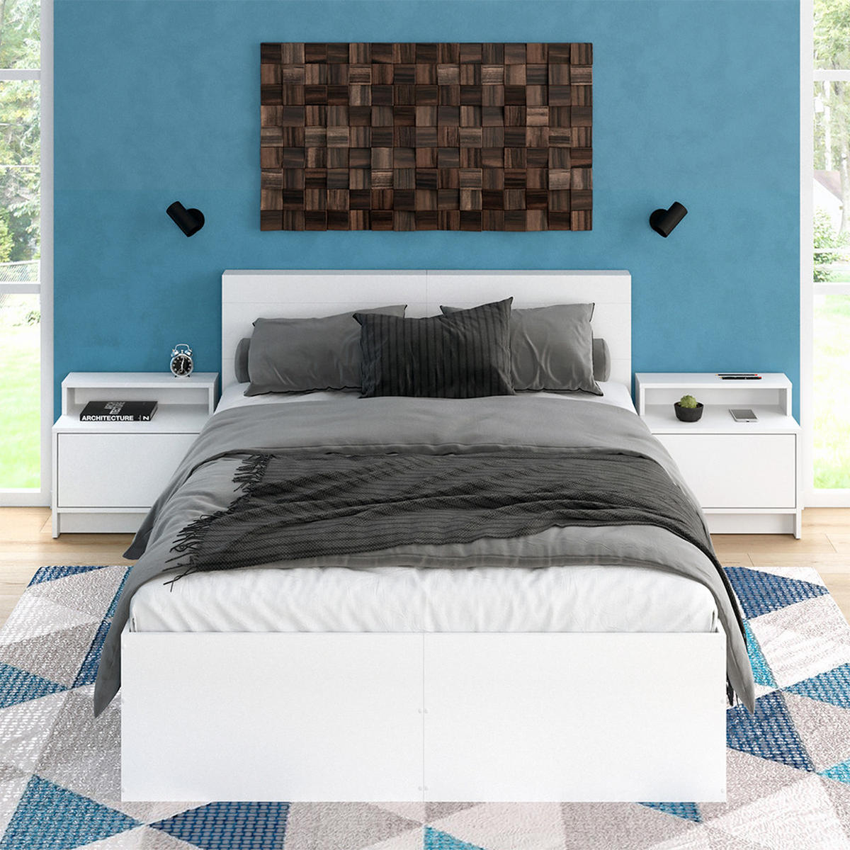 NACHTSCHRANK Naara Weiß 50.2 x 46.4 cm 2er-Set - Weiß, Holzwerkstoff (50.2/46.4/30.7cm) - Vicco