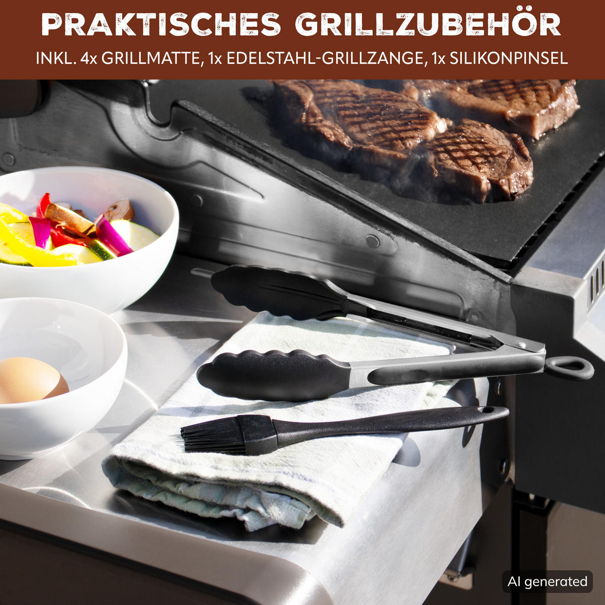 GRILLMATTEN-SET, schwarz - Schwarz, Kunststoff (50/1/40cm) - bremermann