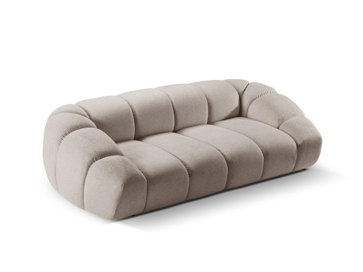 SOFA Diana aus Strukturierter Samt dunkelbeige 3 Sitzplätze - Mokka, Textil (114/72/234cm) - Micadoni