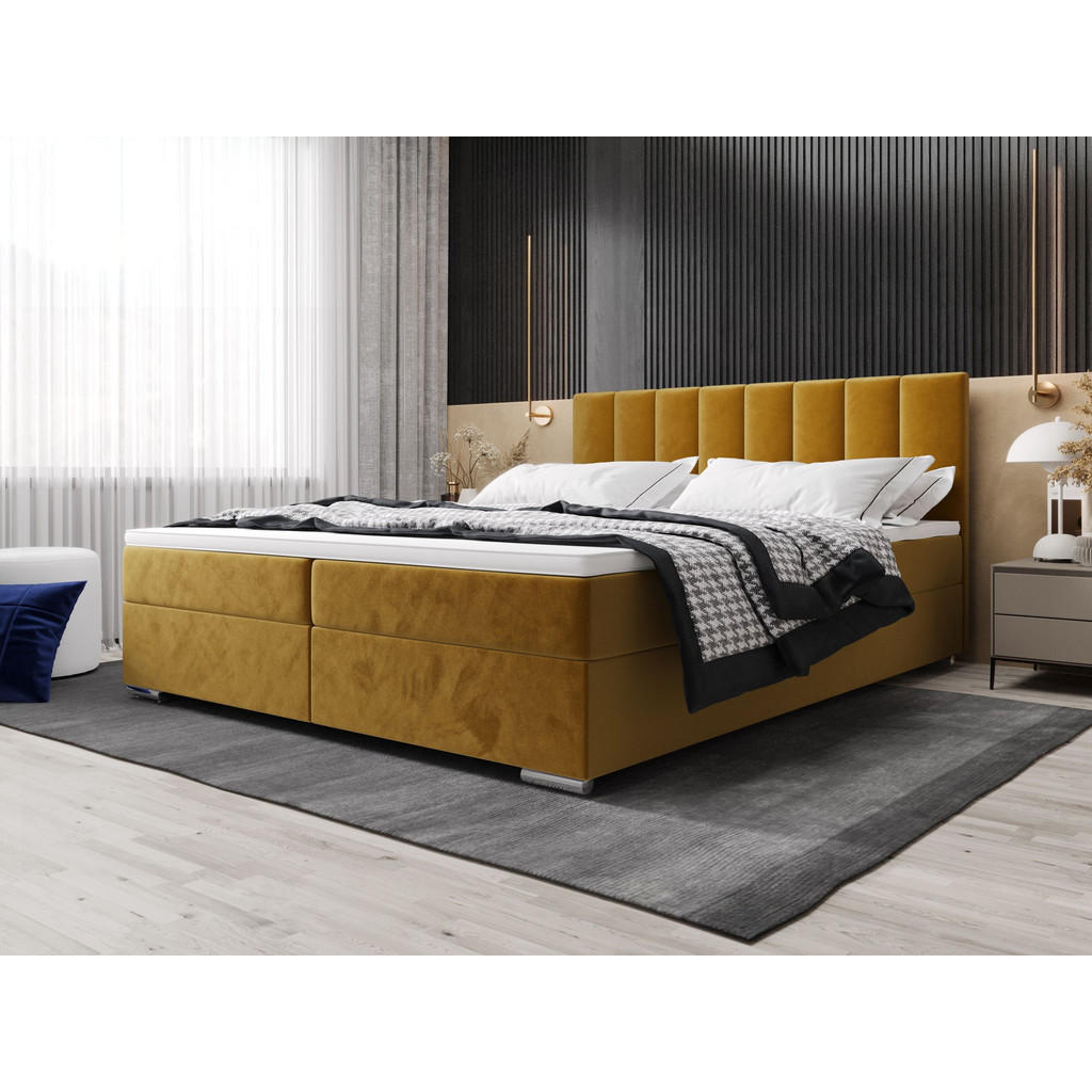 Thumbnail - Bedante Boxbett, Orange, Textil, Höhe ca. 19 cm, 180x200 cm, Oeko-Tex® Standard 100, Schlafzimmer, Betten, Boxspringbett...
