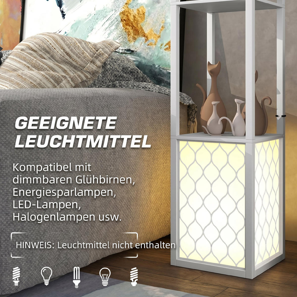 STEHLAMPE MDF Kunststoff Weiß - Weiß, Holzwerkstoff (26/26/156cm) - HOMCOM