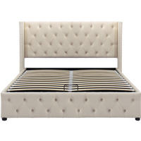 POLSTERBETT 140/200 cm aus Samt Beige mit Bettkasten im Chesterfield-Stil - Beige, Textil (140/200cm) - Flora Grace