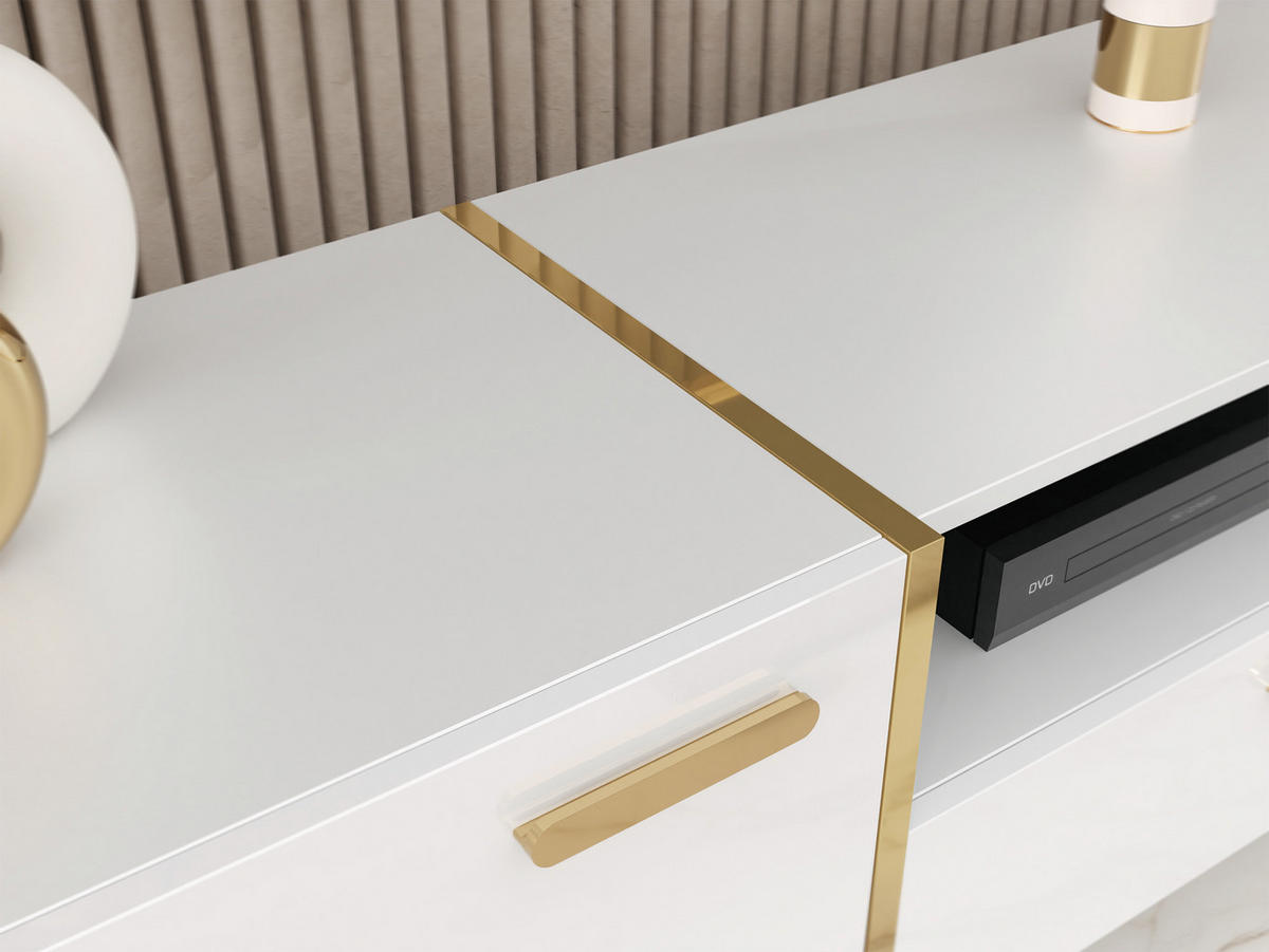 KOMMODE Picru 100 1D3SZ - Kaschmir/Goldfarben, Holzwerkstoff/Kunststoff (100/92/38cm) - MIRJAN24