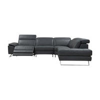 ECKSOFA Genius Echtleder mit 1 x Relaxfunktion Anthrazit - Anthrazit, Leder/Metall (264/230cm)