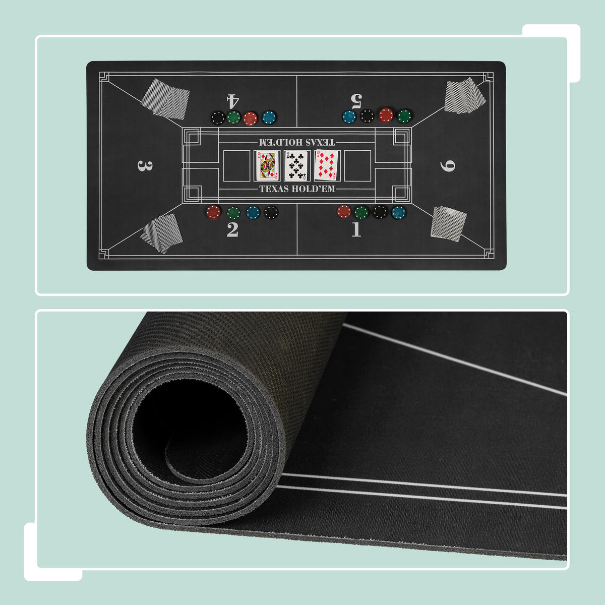 POKERMATTE - Schwarz, Wellpappe/Kunststoff (120/0.2cm) - Relaxdays