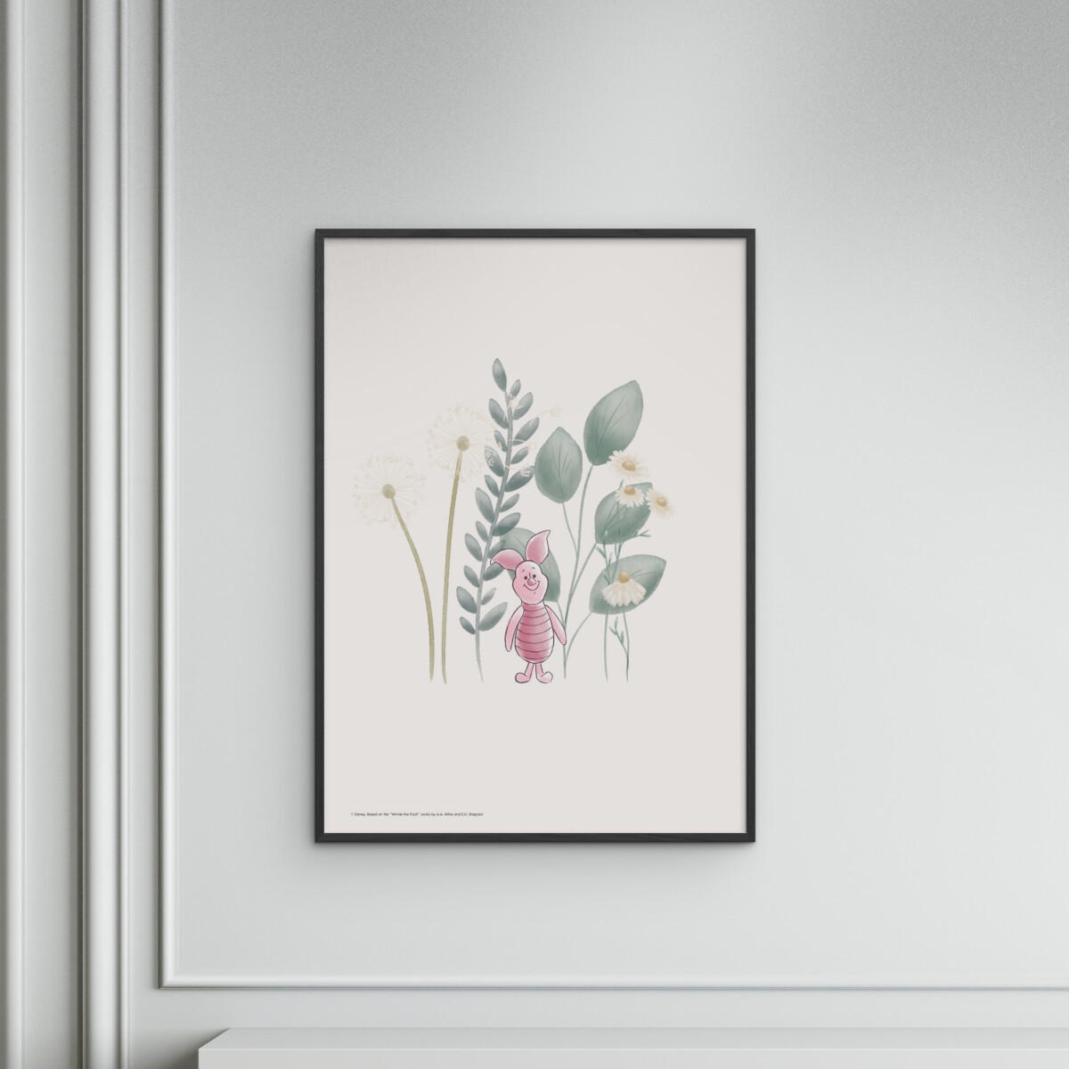 POSTER mit Rahmen Disney - Disney's Piglet Among Dandelions - Multicolor/Schwarz, Holz/Papier (70/100cm) - Poster&Frame
