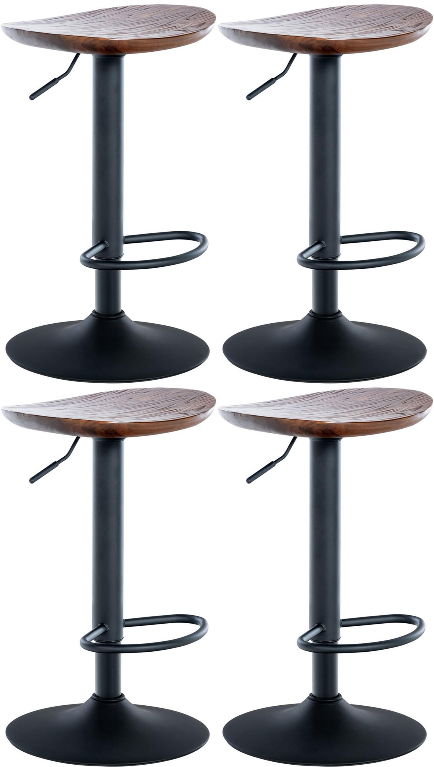 BARHOCKER 4er Set Shelton walnuss - Schwarz/Braun, Holz/Metall (41/80/38.5cm) - TPFLiving