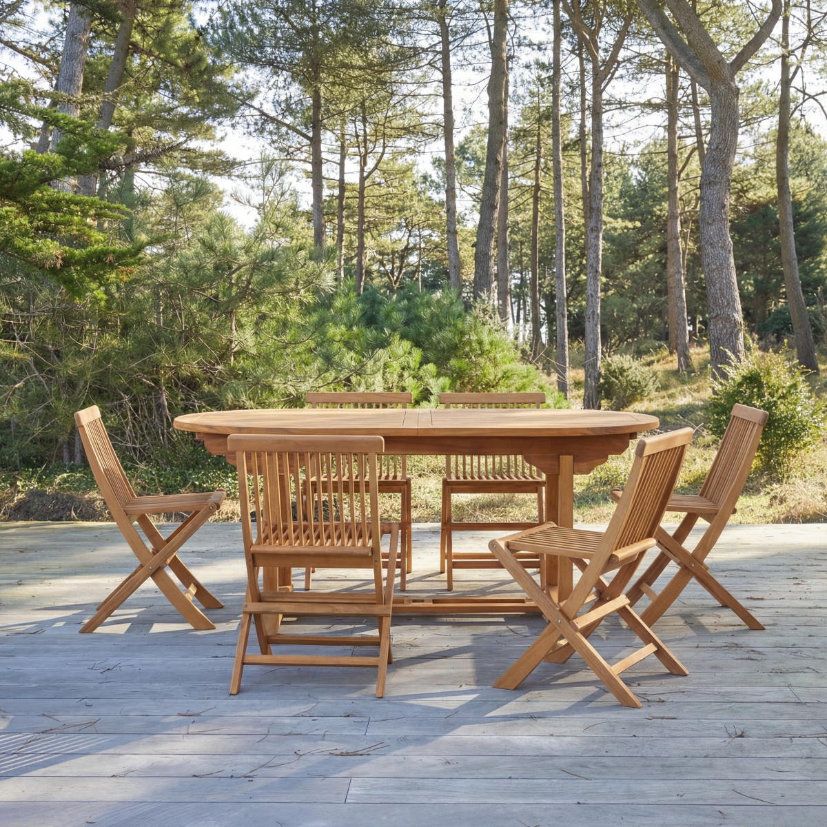 GARTENMÖBEL-SET 4-tlg Capri Braun aus Akazie - Braun, Holz - Tikamoon