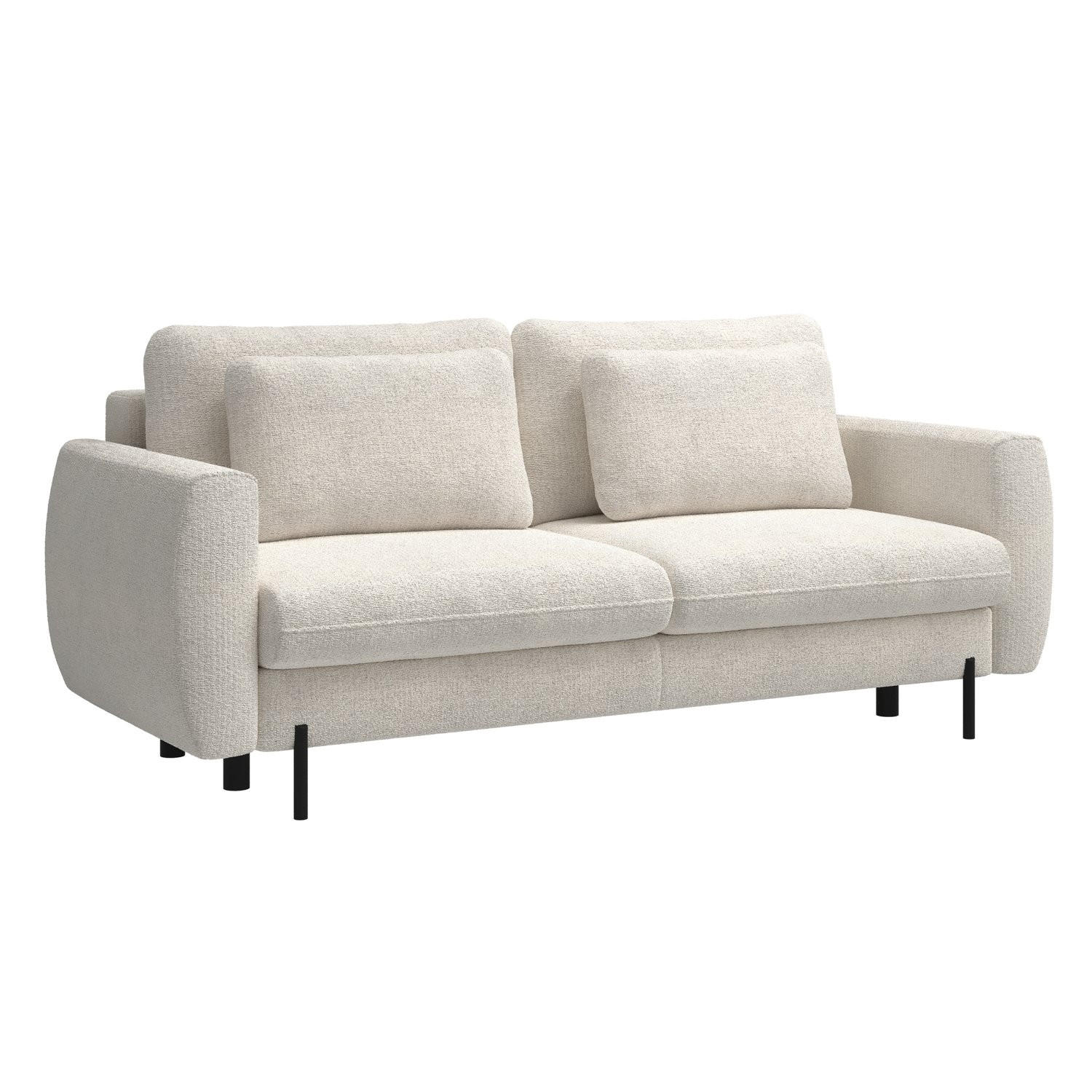SOFA Rane Cremeweiß mit Schlaffunktion - Creme/Schwarz, Textil/Metall (236/90/102cm) - Selsey