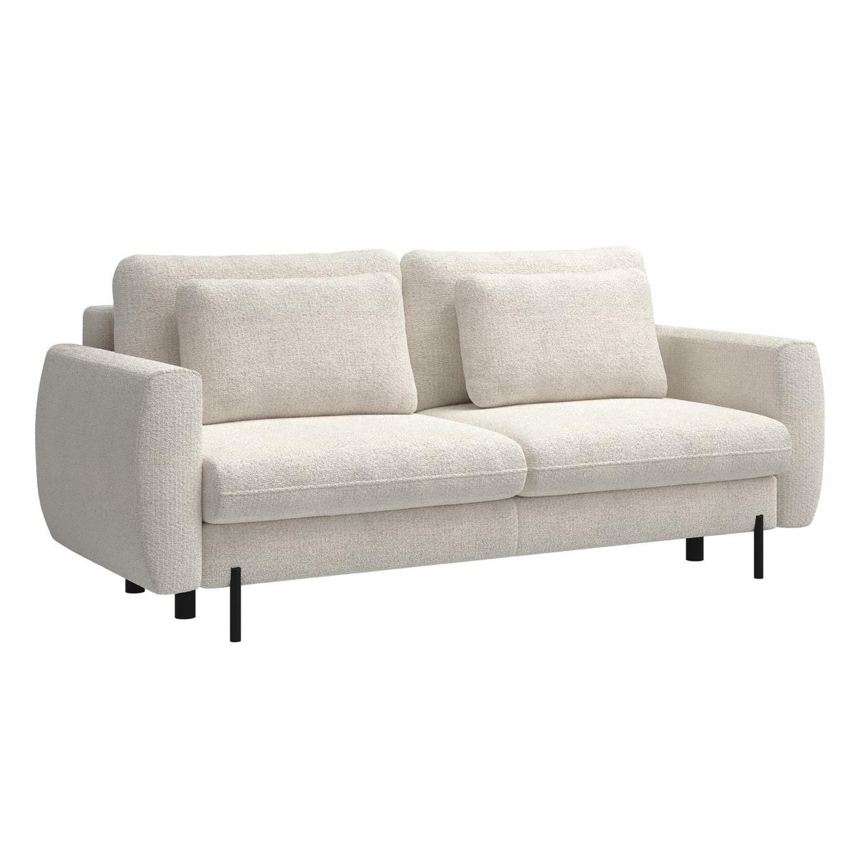 SOFA Rane Cremeweiß mit Schlaffunktion - Creme/Schwarz, Textil/Metall (236/90/102cm) - Selsey